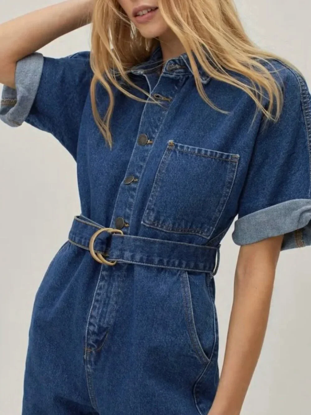 Nasty Gal Denim Jumpsuit Boilersuit, US 2 - Picture 2 of 6